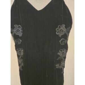 Sandro Paris Women's Black Velvet Floral Embroidered Long Dress 38 NWT